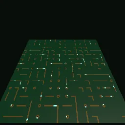 Render of Circuit board traces with travelling pulses