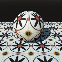 Render of Encaustic cement tiles with symmetric inlay motifs