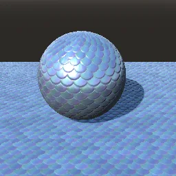 Render of Overlapping fish scales with growth rings