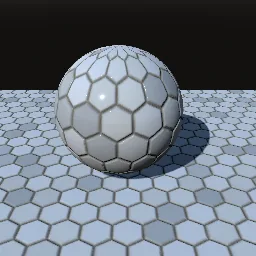 Render of Hexagonal ceramic tiles with lattice colour patterns