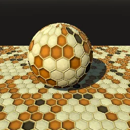 Render of Honeycomb with capped and honey-filled cells