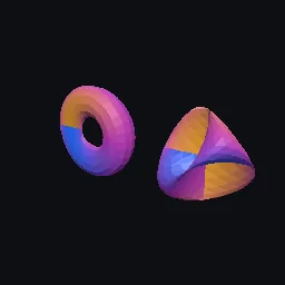 Render of Klein bottle and Veronese surface embedded in 4D