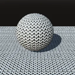 Render of Knitted fabric in five stitch patterns