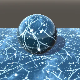 Render of Cracked lake ice with bubbles and skate scratches