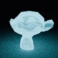 Render of Hologram material with scanlines and glitch bands