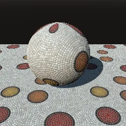 Render of Opus vermiculatum tesserae mosaic
