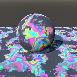 Render of Iridescent oil slick from thin-film interference