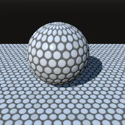 Render of Penny round mosaic in hexagonal or square packing