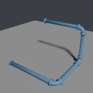 Render of Pipe run with bent elbows and flanges
