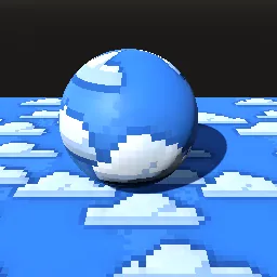 Render of Pixel-art sky with puffy outlined clouds