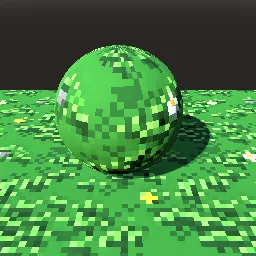 Render of Pixel-art grass tile with tufts and flowers