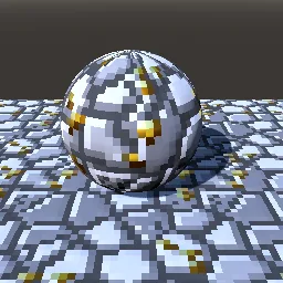 Render of Pixel-art rock with ore nuggets and gems