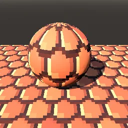 Render of Pixel-art roof tiles in overlapping courses