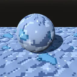 Render of Pixel-art snow drifts and glossy ice patches