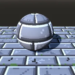 Render of Pixel-art stone brick wall with bevels and moss