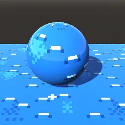 Render of Pixel-art water surface with wave glyphs and caustics