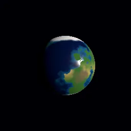 Render of Procedural planet surface with oceans, biomes and ice caps