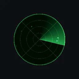 Render of Radar display with sweep and fading blips
