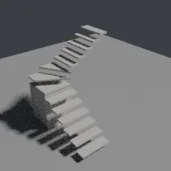 Render of L-shaped stairs with a landing or winders